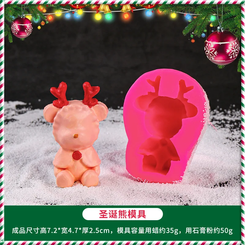 Eco Friendly Resin Charms Candle Mould Silicone Rubber Wax 3D Christmas Series Cake Candle Molds