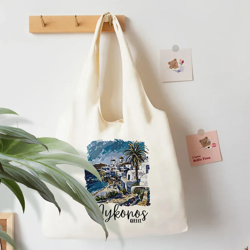 1 шт. сувенирная сумка Mykonos/Mykonos Greece / Mykonos pattern через плечо для путешествий Женская многоразовая