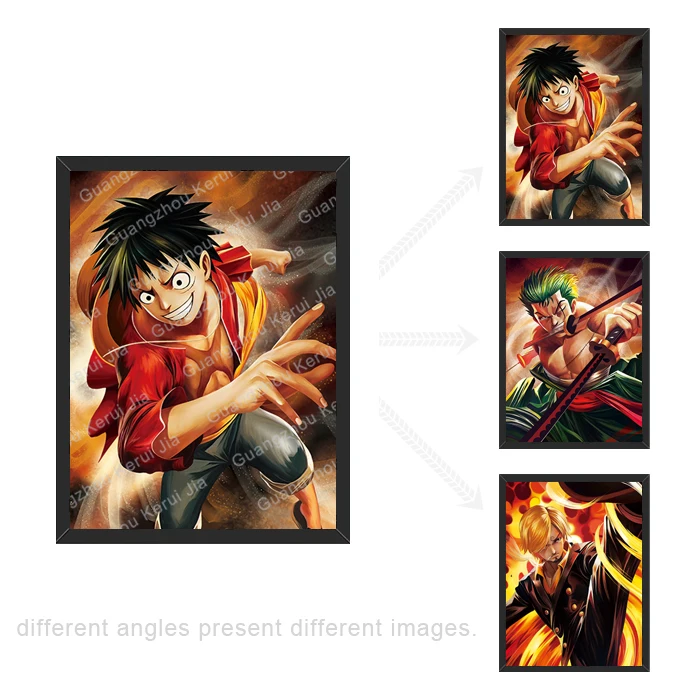 Оптовая продажа на заказ 3d флип-лентикулярный плакат один кусок Luffy Zoro Sanji аниме хотел плакаты постер картинки