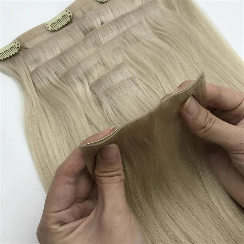 100% High Quality Remy Best Quality Light Color Invisible Double Drawn Seamless Straight Clip-in Virgin Raw Human Extensions