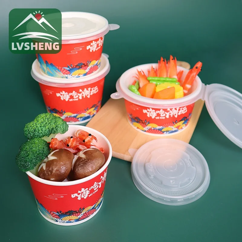 Wholesale food grade disposable kraft recyclable 500 ml paper bowl