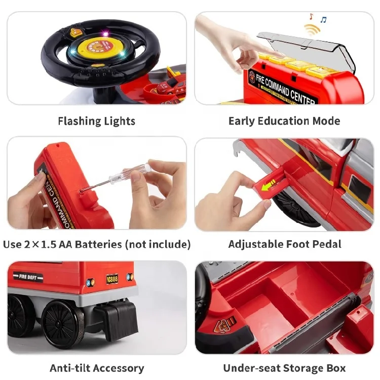 2 in 1 Multifunction Electric Garage Parking Lot Toy Fire Fighting Race Tracks Ride On Car Toy