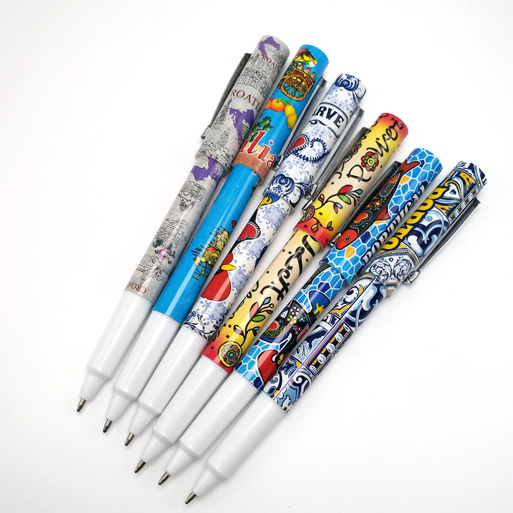 2020 дешевая пластиковая шариковая ручка с полным корпусом, теплопередающая печать, Печатающая ручка с индивидуальным рисунком и цветным логотипом на заказ