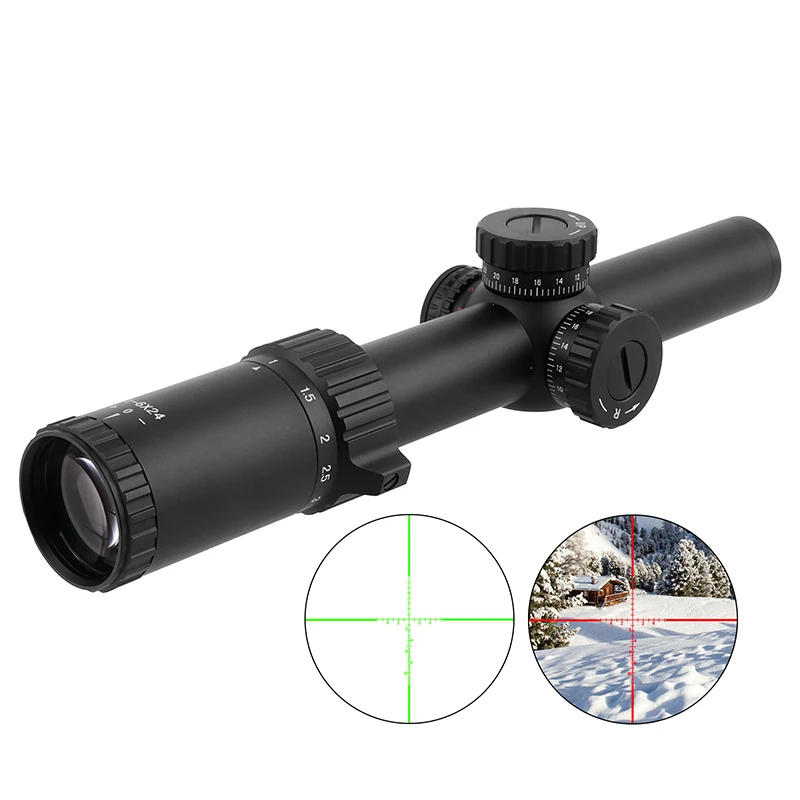 Hot sale 1-6x24 Telescope Second Focal Plane 30mm red and green illumination optics scope for hunting OEM