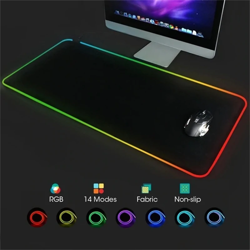 Rgb Gaming Mouse Pad With 14 Lighting Modes Desk Pad With Multi Size Big Custom Mouse Pads