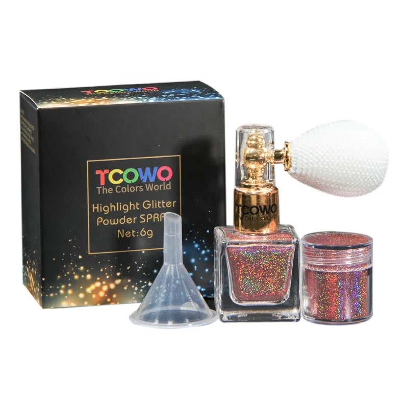 Highlighter Loose Powder Holographic Powder Shimmer Sparkle Powder Body Glitter Spray For Hair Face Body Cosmetic