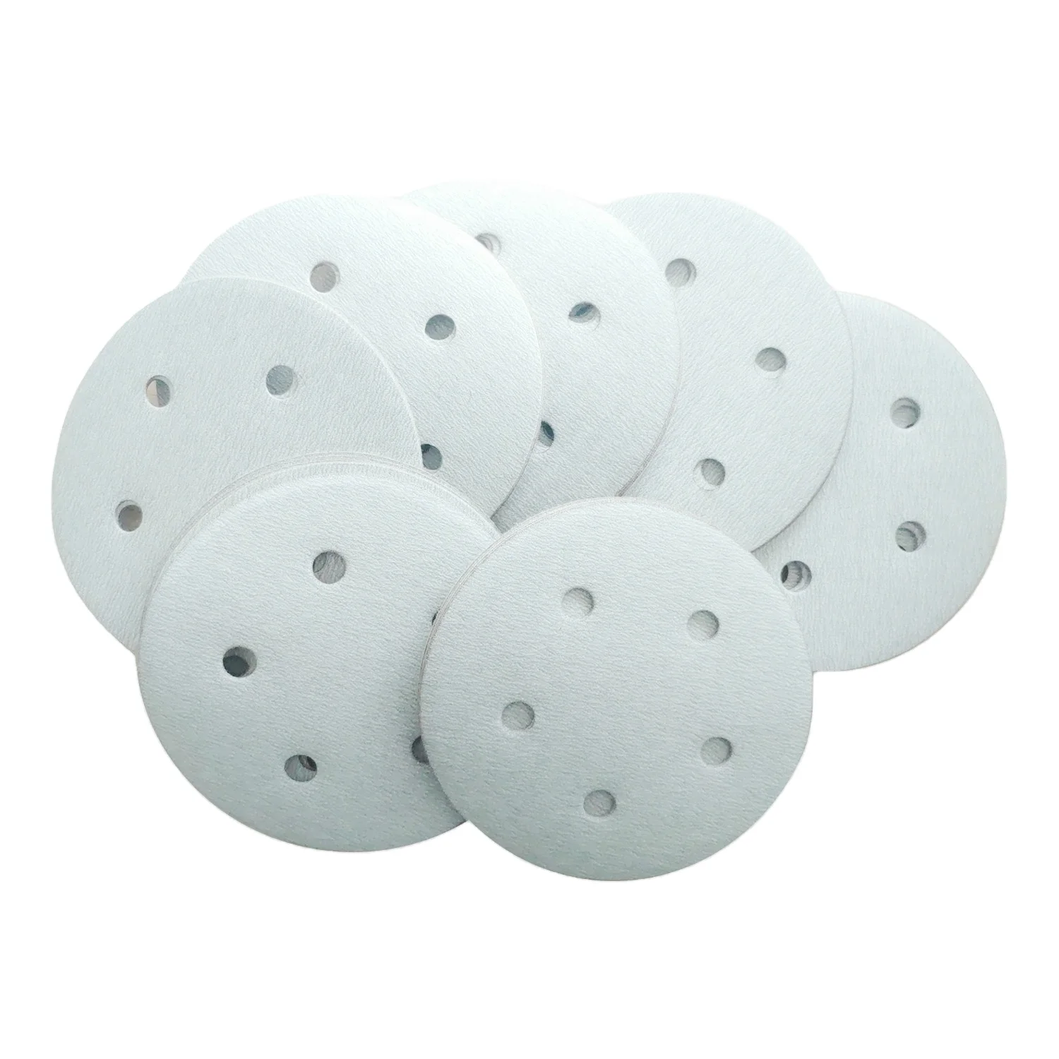 China manufacture 5inch(125mm) with 5 dust holes platinum white   hook&loop sanding disc-  konaflex- branded