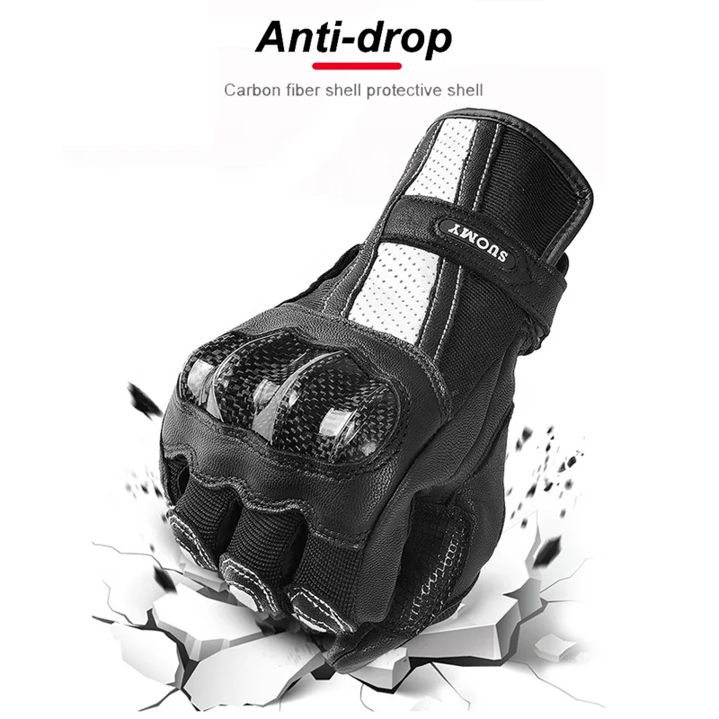 Suomy Women Pink Goatskin Motorcycle Riding Gloves Long Full Finger Scooter Electric Bike Gloves Cycling Racing Motocross Luvas