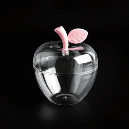 Christmas hard disposable plastic mousse apple cups clear fancy dessert container with pink yellow golden red  color