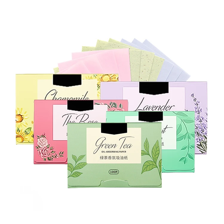 Custom Logo Portable Facial Tissue Oil Absorbing Sheets 100pcs Oil Blotting Paper For Oily Skin