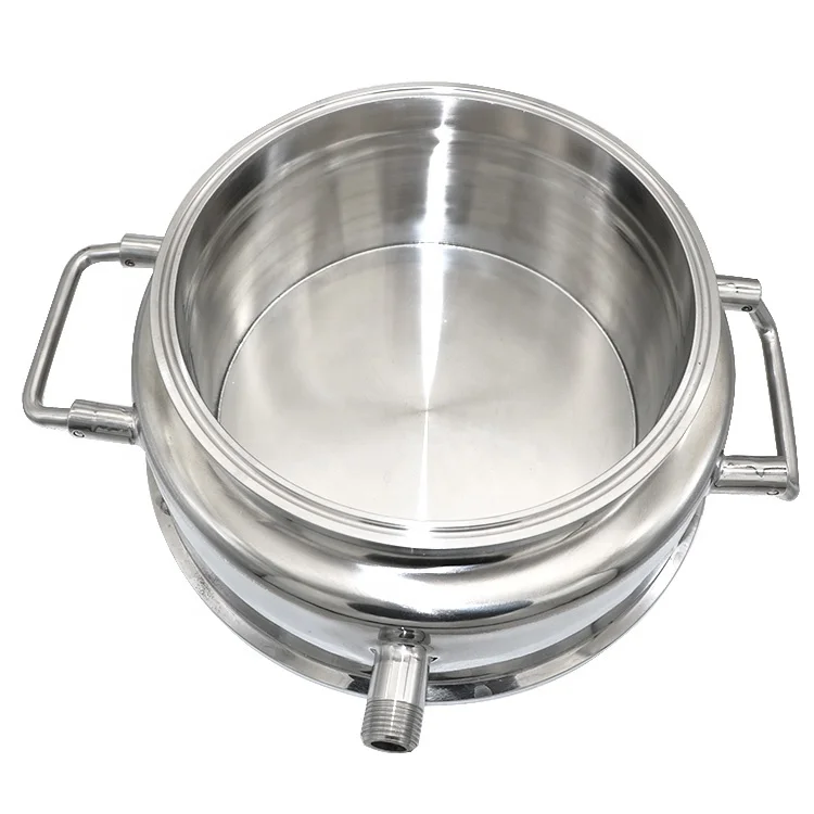 Sanitary SS304 jacketed splatter platter with handle for closed loop extractor