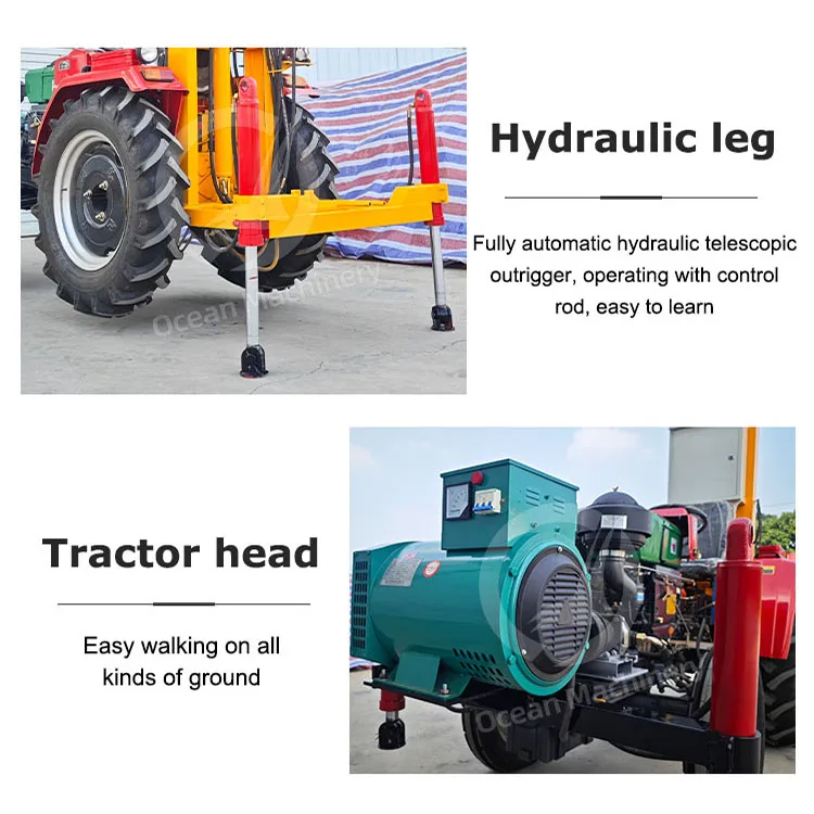 OCEAN Borewell Hydraulic Tractor Mounted 150m 100m Ground Water Well Drill Rig Bore Drill Machine