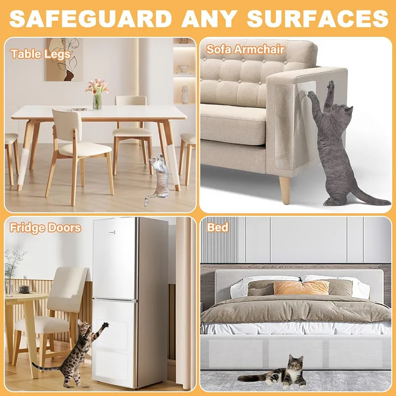 Cat Scratch Furniture Protector, Clear Couch Corner Protectors for Indoor Cats, Anti Scratch Deterrent Sticky Tap