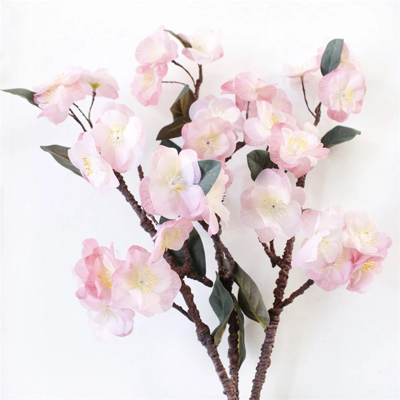 Preserve Moisture Peach Flower Real Touch Artificial Cherry Blossom Flower For Wholesale