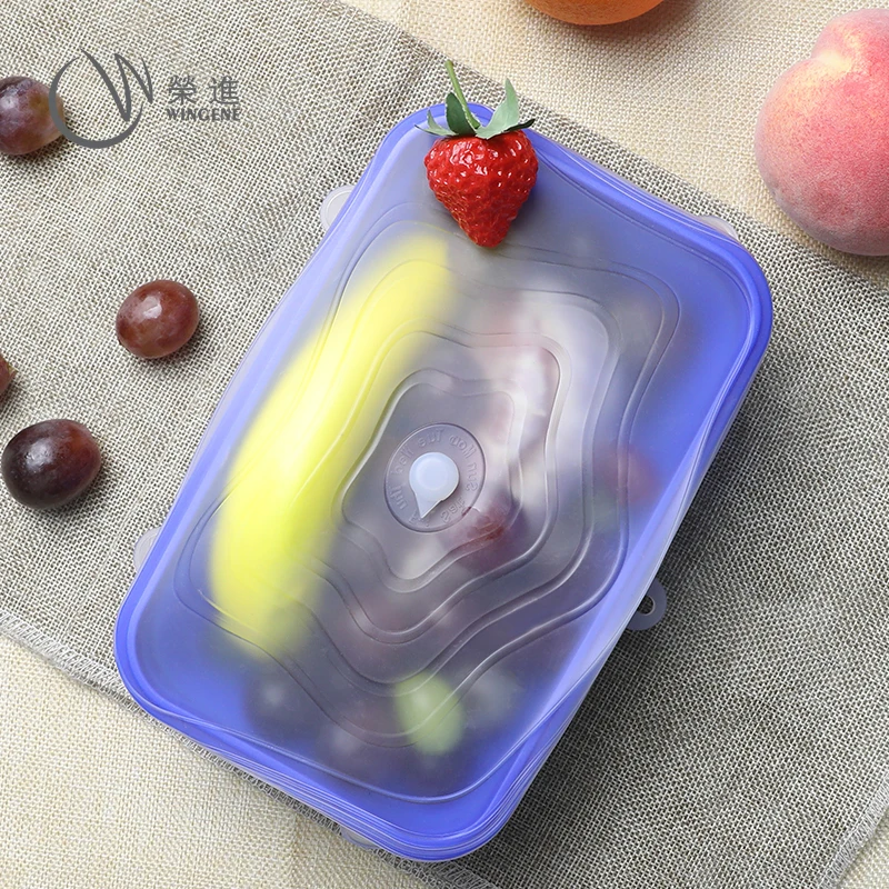 Wholesale Custom Set of 6 Packs Food Grade Bowl Covers Food Lid Silicone Stretch Lids