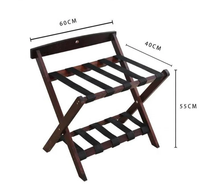 Hot Selling Cheap Custom Oak Wood Folding Hotel Bedroom Luggage Rack With Back