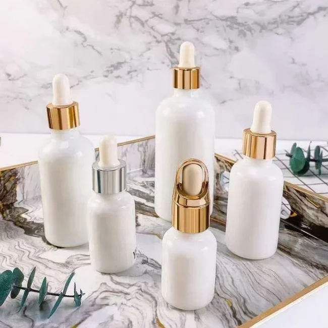 10ml 15ml 30ml 50ml 100ml Pearl White Perfume Glass Cosmetic Bottle Set Ceramic Dropper Bottle