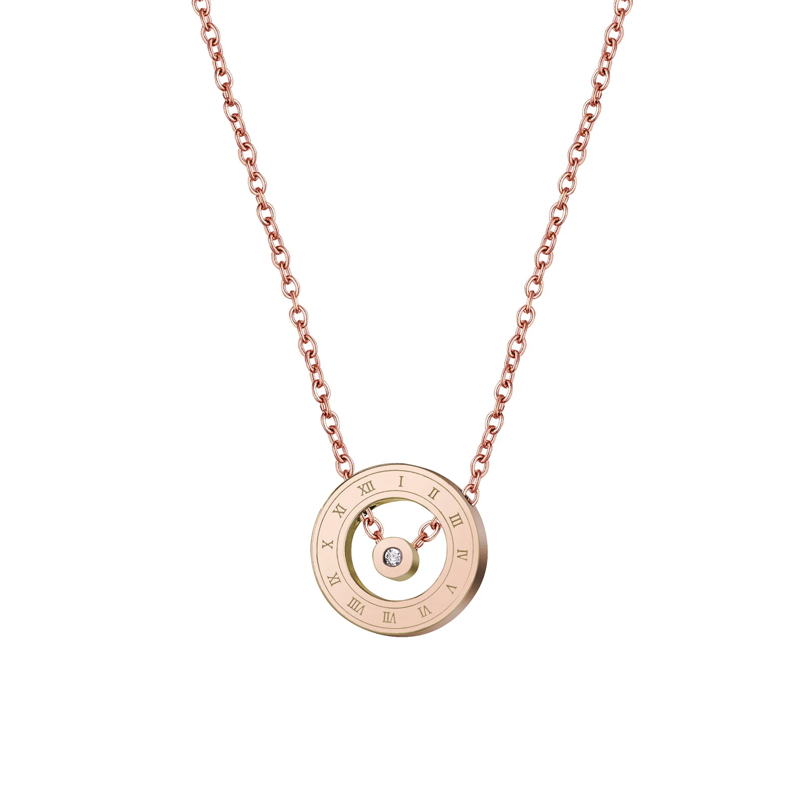 
Roman Numerals Real Diamond Women Pendant Necklaces Round Love Roman Numerals Commuter Party Engagement Anniversary Birthday 