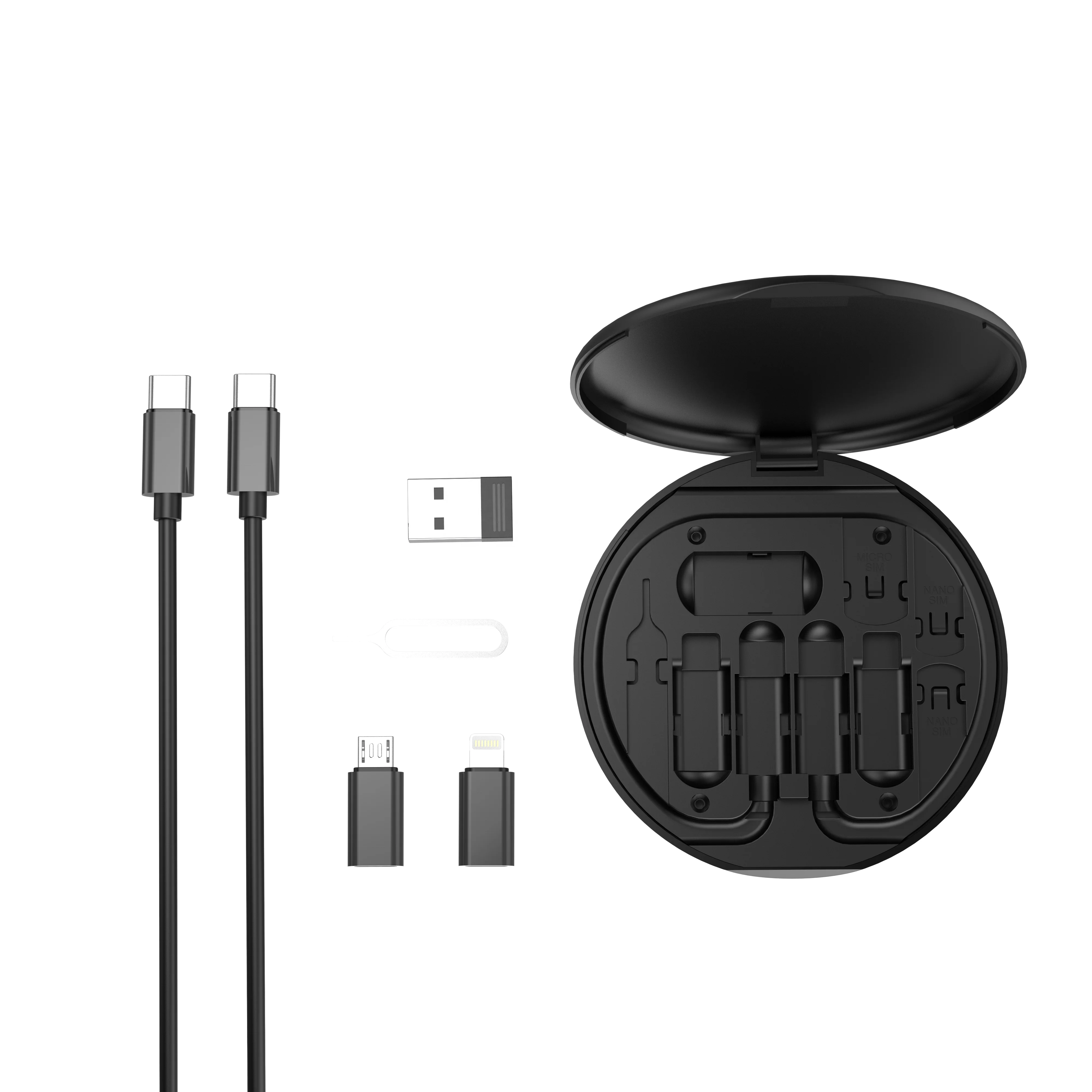 Multi Functional Urban Survival Card 6 in 1 Charging With Phone Holder SIM Kit Memory Card Slots Built-In Cable Card