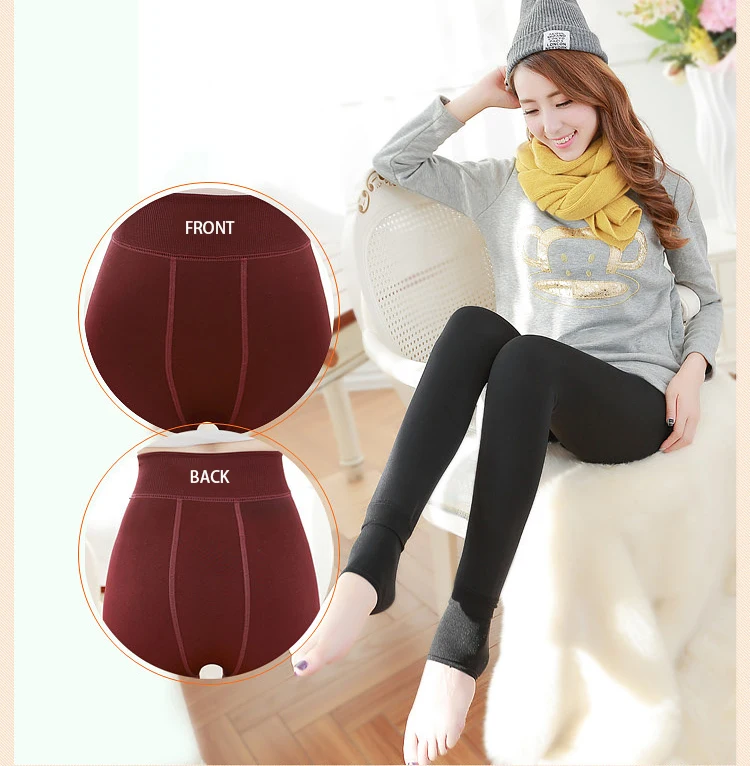 
Black Slim Elastic Fit Warm Leggings Scrunch Butt Winter Thermal Leggings Lined with Velvet For Women 