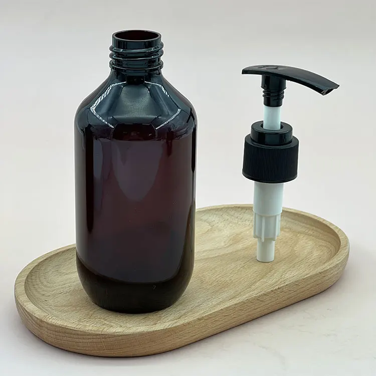 cosmetic packaging 500ml pet plastic modern round shampoo and conditioner bottles amber plastic empty pump bottle for Shampoo