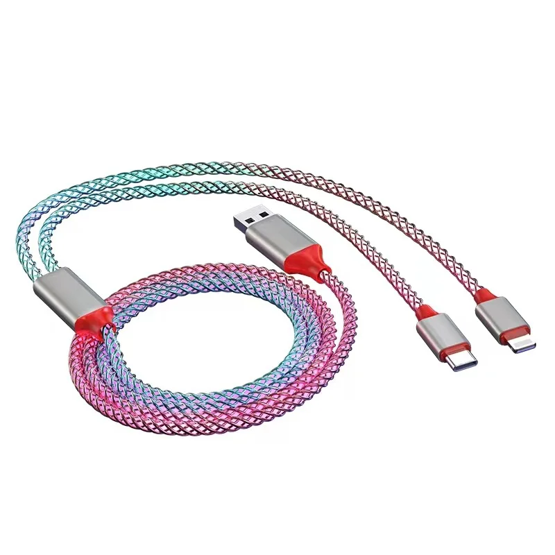 RGB Gradient color Cheap price fast Charging USB Cable Flowing Light  Phone PD Accessories  Led Luminous  Lighting Data Cordss