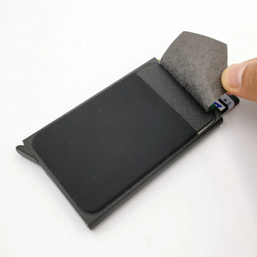 Wholesale  ID Credit Card Holder RFID Aluminum Automatic Pop up Wallet Bank Card Case With Elasticity Back Pouch