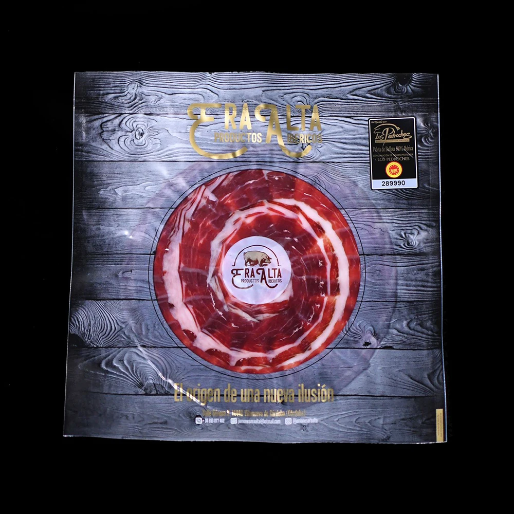 Era Alta Spain Iberian Shoulder. Sliced. Wholesale vacuum packed. Acorn fed cured salted pork shoulder dried meat slice ham