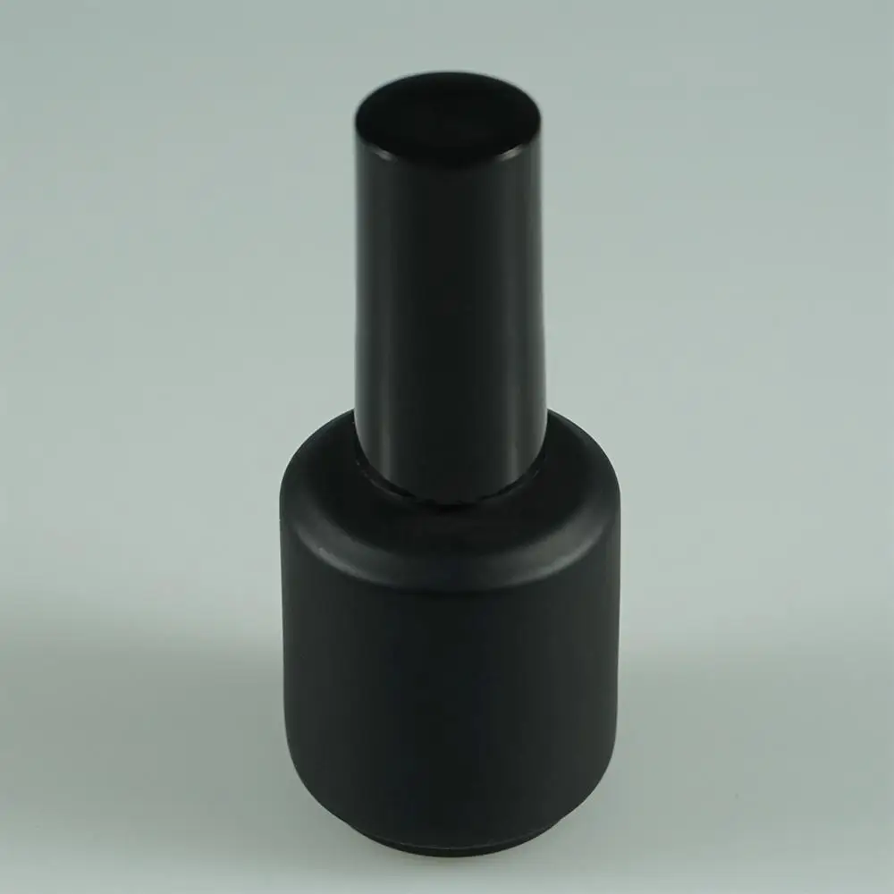 
8ml 10ml 15ml soak off LED round matte / gloss Black Empty UV Gel Glass Nail Polish Bottle with soft Brush 
