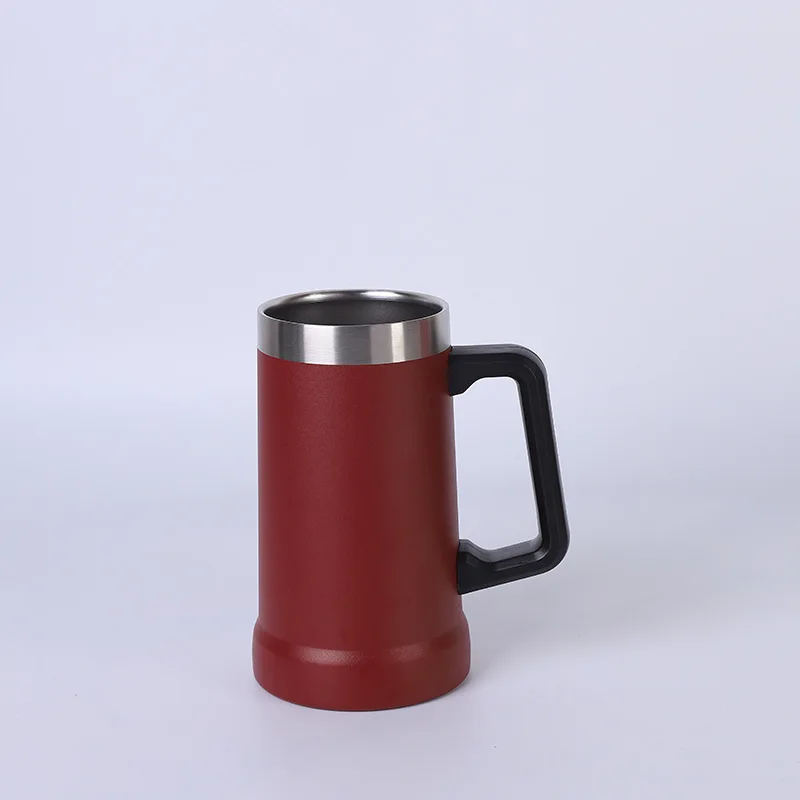 Wholesale Stainless Steel Double Wall Insulated Beer Mugs Coffee Cups Travel Metal Mug Keep Hot And Cold With Handle