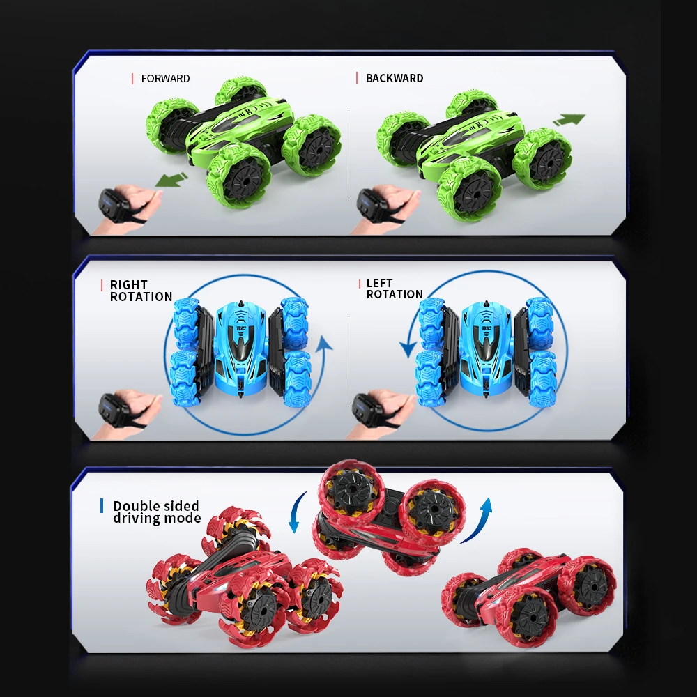HW NEW Dual Remote 360 Rotation Drift Electric Hand Gesture Radio Control explosive wheel Rc Cars Stunt Car Toy for Kids