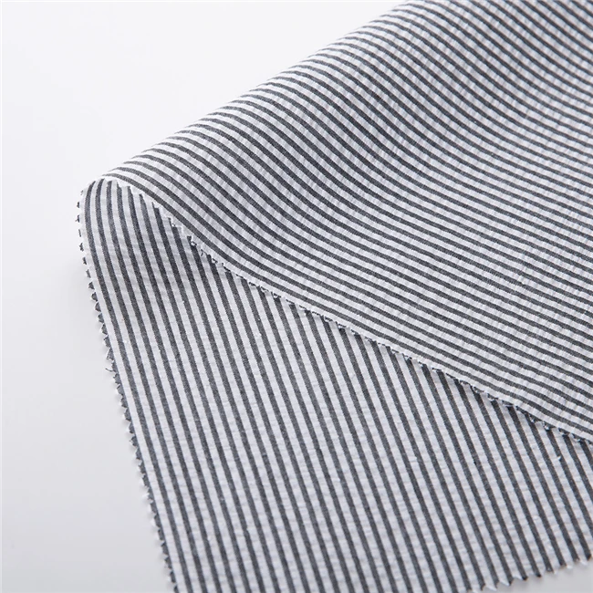 
Modern Design Grey and White Striped fabric Cotton Seersucker Fabric 