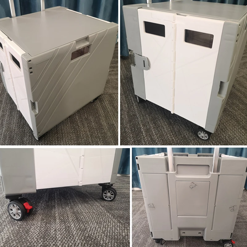 Wheels Plastic Portable Go Cart Folding Shopping Price Trolleys Carts Trolley Foldable