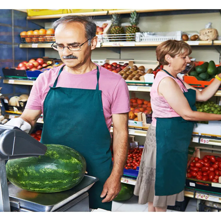 custom supermarket promotion uniform employee work clothing polo t shirt apron vest apron