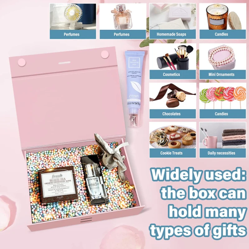 Custom size coffret cadeau hard cardboard rigid magnet box packaging Caja de luxury folding Ribbon gift boxes with magnetic lid