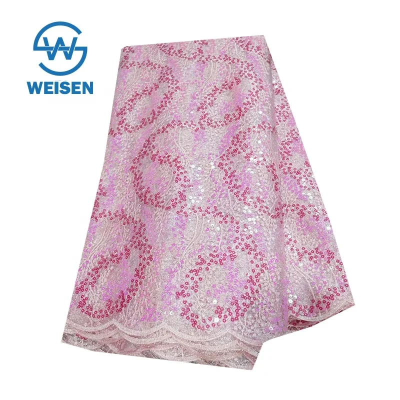 Dubai Sequin Embroidery Design Matte Wedding Dress Knitting Swiss Lace Fabric