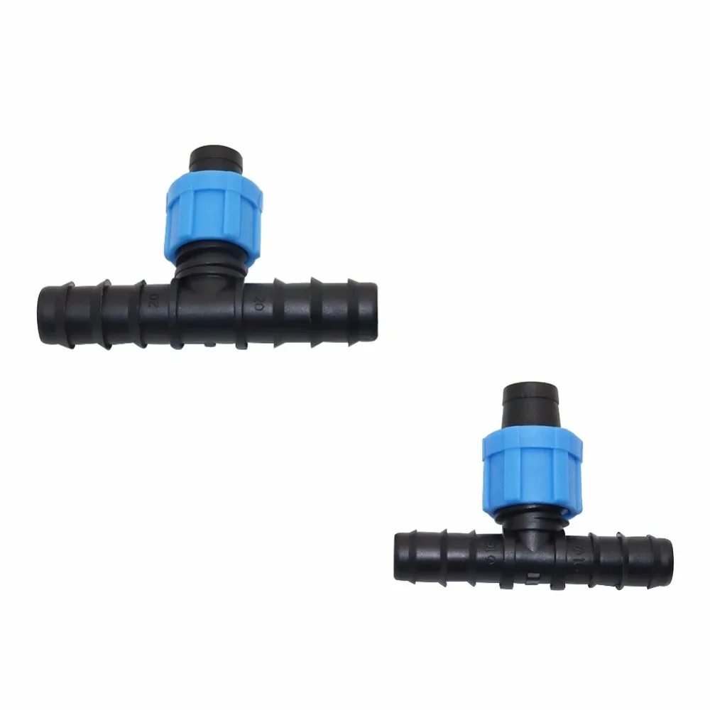 DN16 DN20 Barbed Reducing Tee Connector Drip Irrigation System Fittings PVC Pipe irrigation Drip Tape Connectors