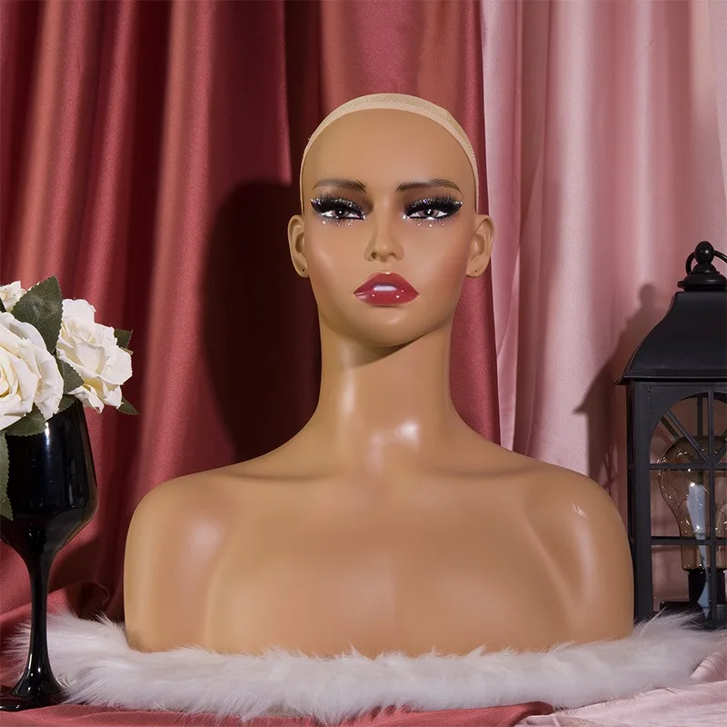 Wholesale Plastic Female Mannequin Head Fashionable Makeup Realistic Female Mannequin Head For Wig Display