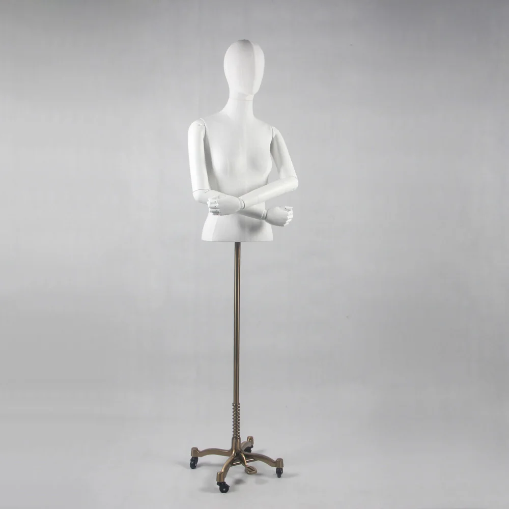 Beautiful Clothing Store Lady Display Plastic Articulated Arms Dress Form Mannequin with wheel base