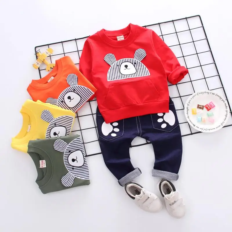 
2020 Hot Selling Spring Fall 100% Cotton Children Boutique Clothes Kids Baby Casual Wear Boys T-shirts Jeans 2 pieces sets 