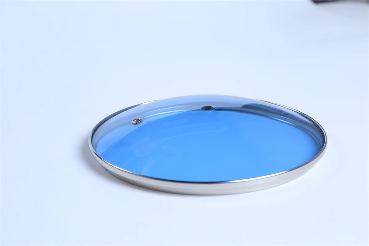 4mm glass lid pan glass lid G type tempered glass lid with 201ss rim and bakelite knob handle for pan frying pan