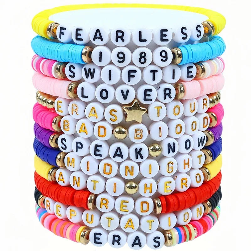 Hot Eras Tour Swift Bracelet Charms Customize Colorful Seed Glass Bead Heshi Polymer Clay Bead Taylor Friendship Bracelets