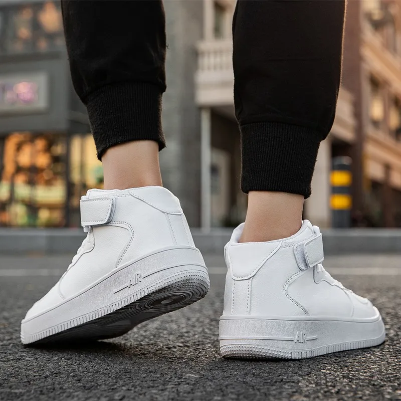 
latest designs wholesale 2019 no logo Men skateboarding shoe High Top Sport Fashion Sneakers Strap Casual Boot Skateboard Shoes 