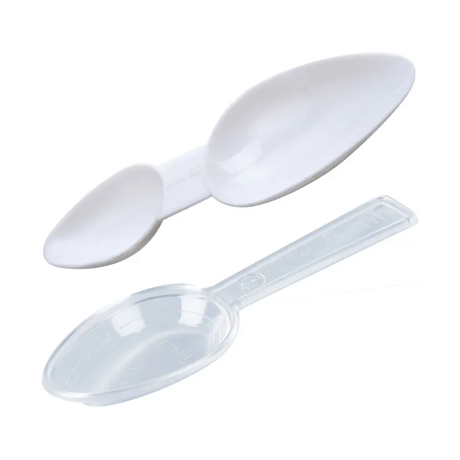 White Translucent PP Single or Double End Plastic 2.5ml to 5ml Measuring Spoons