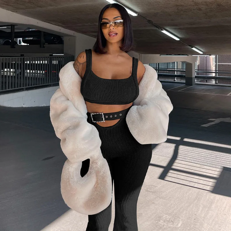New Sleeveless Vest Flared Pants Two-piece Fashion Set Two Piece Set Women Clothing Summer 2023