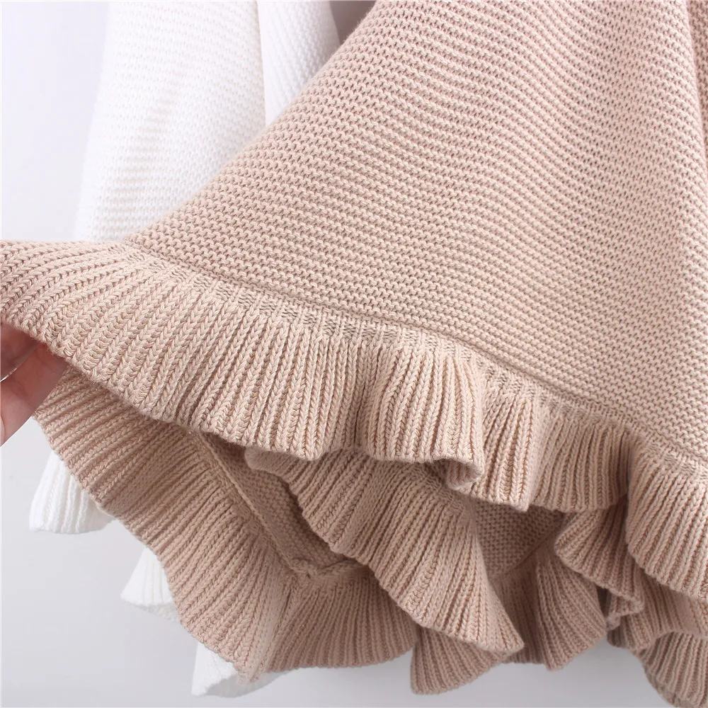 wholesale baby blankets plain knitted baby swaddle 100% cotton baby blanket