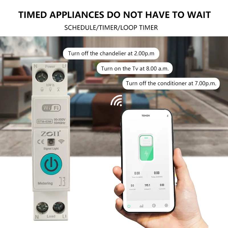 ZOII Newest Tuya Smart Life 40A MCB 50/60HZ 1P+N Energy Meter Kwh Monitoring Circuit Breaker Wifi