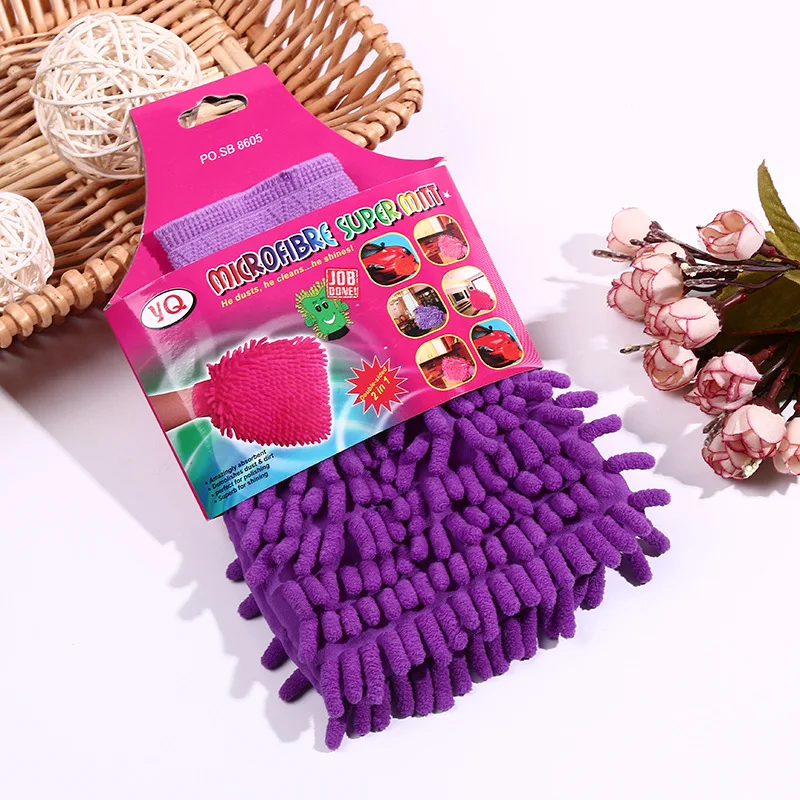 Wholesale  Car Wash Microfiber Chenille Car Auto Cleaning Gloves for Car Detailing Buffing Polishing