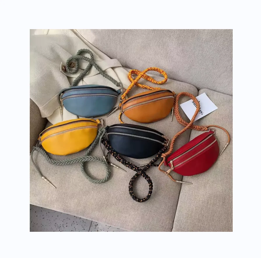 Personalized  Customized PU Large Wholesale Sling  Crossbody Bag Woven suspenders Sling Chest Bags For Women