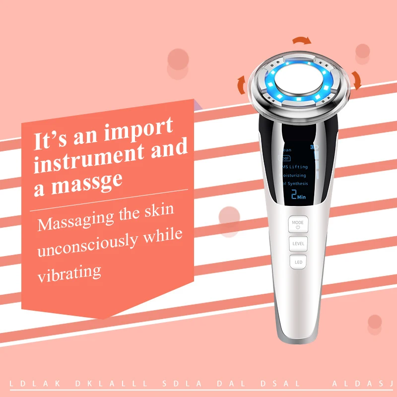 Blue Red Light Face Massage Ems Lift Anti Aging Device Anti-Wrinkle Machine Vibrating Ultrasonic Hot Cold